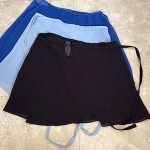 3 ballet skirts - 2 Mirella wrapped skirts and one with elastic waistband